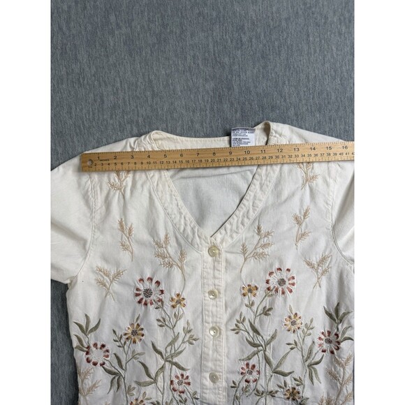 Erika and Company Beige Embroidered Floral Button Down Sleeveless Top Size S - Picture 7 of 9